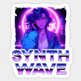 Synthwave Music Album Cover - Anime Shirt Sticker